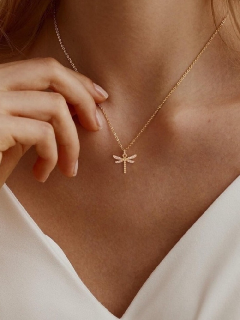 18k Gold Plated Dragonfly Necklace new
